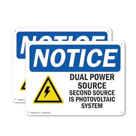 Signmission Dual Power Source Second Source, 18 in W x Rectangle, Plastic OS-2PACK-NS-P-1218-L-11585